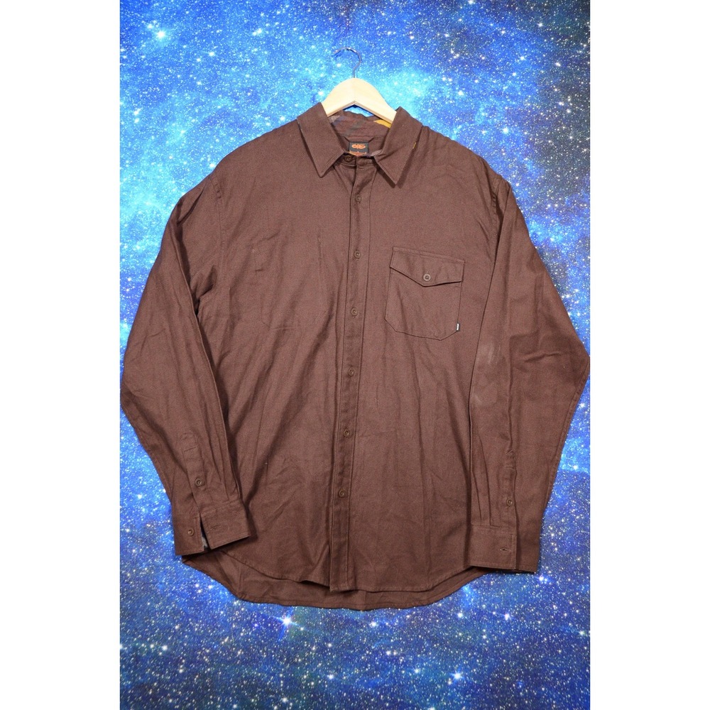 Nike 6.0 Shirt Mens‎ Large Brown Flannel Skateboarding Button Up Long Sleeve New
